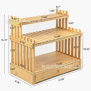 Estante de bambú para vajilla, especiero, organizador de platos de cocina, estante de almacenamiento de 3 niveles para encimera con cajones - Product Image 1