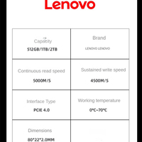 5000 M/S Lenovo X800 40E M.2 2280 PCIe 4.0 NVMe SSD 512GB 1TB 2TB kecepatan tinggi untuk Laptop Desktop Internal Solid State Drive