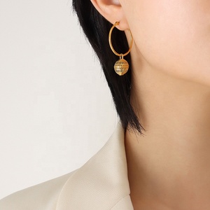 Boucles <span class=keywords><strong>d</strong></span>'oreilles rondes en acier inoxydable, Design ethnique, plaqué <span class=keywords><strong>or</strong></span> 18k, petites lanternes, bijoux pour femmes - Product Image 5