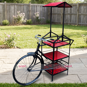 3Tier Metal Cycle Converted Wine Whisky Display Rack Black Red <b>Painted</b> Wedding Event <b>Table</b> Indian Wholesale Hotel Bar Furniture - Product Image 3
