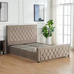 Diseños de alta calidad King Queen <span class=keywords><strong>cama</strong></span> de almacenamiento de tela de terciopelo tapizado de tamaño <span class=keywords><strong>doble</strong></span> con cabeceros de marco de <span class=keywords><strong>cama</strong></span> - Product Image 1
