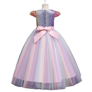 Vestido de fiesta con lentejuelas para niñas, tul colorido, estilo princesa, largo, formal, para fiestas infantiles, talla 120 cm - Product Image 4