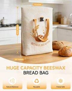 Sac à pain en coton et cire d'abeille 100% naturelle pour pain au levain, réutilisable, écologique, pour le stockage du pain fait maison avec doublure amovible - Product Image 5