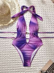 Maillot de bain une pièce sexy pour <span class=keywords><strong>femme</strong></span> 2026 – Fournisseur de maillots de bain de plage à coupe haute et dos nu dégradé – Maillot de bain Slingshot - Product Image 3