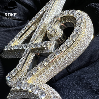 Collier avec pendentif numéro 42 en or 9-18 carats, diamant de laboratoire certifié IGI/GIA, serti micro-pavé, style hip-hop, design diamant glacé