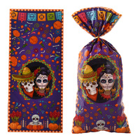 50 pièces mexicain jour des morts thème bonbons biscuits sacs crâne Opp cadeau emballage sacs pour anniversaire Halloween fête décoration