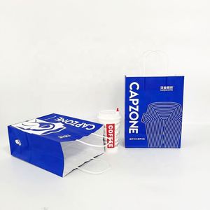 Vente flash - Sacs en papier kraft blanc écologiques et recyclables - Personnalisez votre propre logo - Impression pour café, thé, vin, jus, bière, champagne - À emporter - Product Image 1