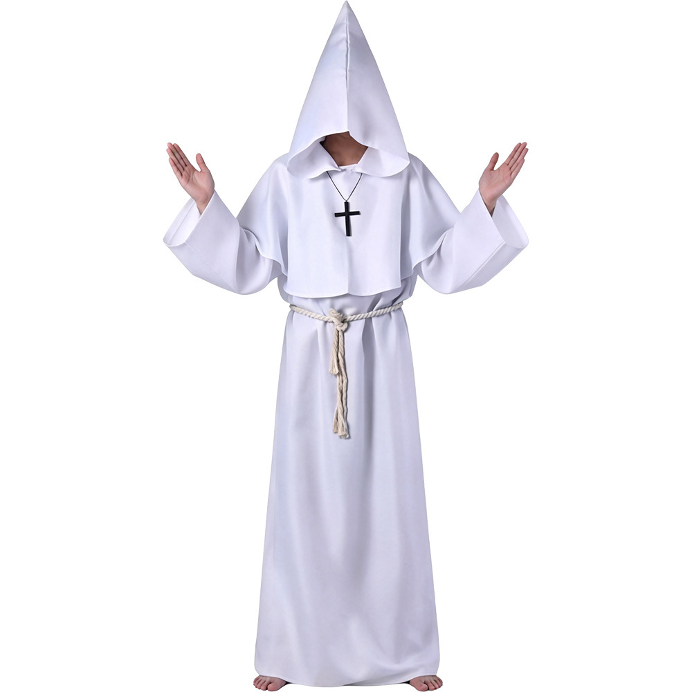 Robes de moine/prêtre médiéval - blanc