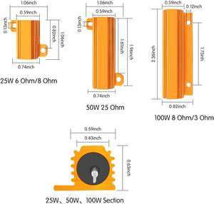 Résistances de puissance en aluminium, 10 pièces, 25W 6 8Ohm, <span class=keywords><strong>50W</strong></span> 25Ohm, 100W <span class=keywords><strong>8</strong></span> 3Ohm, résistances bobinées en aluminium - Product Image 5