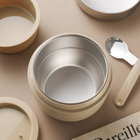 PINKAH NOUVEAU 690ML 23OZ Thermos à double paroi en acier inoxydable, boîte à nourriture, boîte à lunch, boîte bento avec cuillère et sac