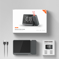Projektions-Wecker mit Datum, Schlummerfunktion, Wandprojektor, Elektronische LED-Wecker mit Zeit- und Temperaturanzeige, Digitaluhr