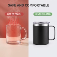 Mug isotherme personnalisé avec logo, 12 oz, double paroi, en acier inoxydable 304, revêtement poudré, avec poignée, vente en gros