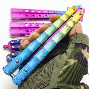 Cuchillo de mariposa para principiantes Práctica Cuchillo de entrenamiento Juego de acero Cuchillos personalizados sin bordes