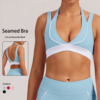 Sujetador Deportivo para Mujer, Acolchado, Soporte Medio, Espalda en U, Tirantes Largos, Sin Costuras, Soporte Alto, para Yoga, Ejercicio y Atletismo