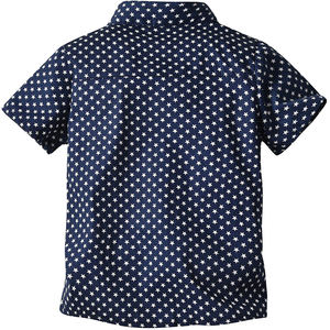 Verano nuevos conjuntos <span class=keywords><strong>de</strong></span> ropa para niños Caballero estrellas camisa impresa completa Correa pantalones cortos tejidos trajes - Product Image 4