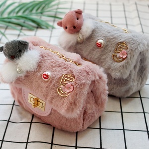 Новое поступление, плюшевая маленькая сумка через плечо, милые аксессуары для маленькой принцессы, мини сумка на плечо с цепочкой для маленьких девочек - Product Image 1