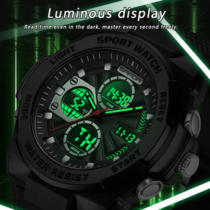 Reloj Digital SANDA 3378 para Hombre, Reloj Deportivo Electrónico Multifunción, Reloj Despertador, Luminoso, Resistente al Agua, Unisex, Casual - Product Image 3