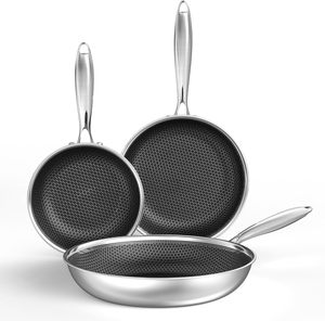 Batterie <span class=keywords><strong>de</strong></span> cuisine en acier inoxydable 3 plis <span class=keywords><strong>de</strong></span> haute qualité Mini <span class=keywords><strong>casserole</strong></span> lourde <span class=keywords><strong>haut</strong></span> <span class=keywords><strong>de</strong></span> <span class=keywords><strong>gamme</strong></span> antiadhésive Poêle à frire en nid d'abeille au design moderne avec couvercle - Product Image 5