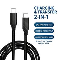Câble USB4 Type C vers Type C 240W Charge rapide Transfert de données 40 Gbps Sortie vidéo 8K 60Hz Câble de chargeur PD tressé
