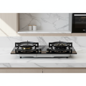 Table de cuisson à gaz GPL 2 brûleurs en gros avec allumage par impulsion, cuisinière encastrable personnalisée en verre noir, utilisation extérieure, compatible <span class=keywords><strong>voiture</strong></span> - Product Image 2