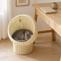 Lit semi-fermé pour animaux de compagnie, hamac pour chat, lit chaud tissé pour chat, villa pour chat, cage en rotin tissé, panier de rangement pour chat et chien
