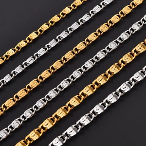 Chaînes à maillons embossés en acier inoxydable style hip-hop, largeur 3/4/5 mm, couleur argent/or, collier pour femmes et hommes, bijoux tendance - Product Image 2