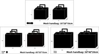 Grand sac fourre-tout réutilisable en fil de nylon respirant pour le rangement de la plage Filet organique Sac fourre-tout en maille noire et bleue