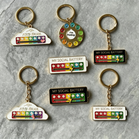 Porte-clés amusant en alliage de zinc émaillé avec suivi d'humeur et batterie sociale coulissante, cadeau souvenir créatif