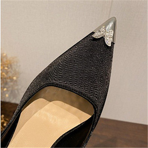 Escarpins à talons ultra-hauts de luxe pour femmes nouveauté marque talons aiguilles bouche peu profonde métal pointu pieds nus sans lacet pour l'hiver - Product Image 3