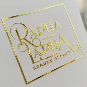 Низкий минимальный заказ, водонепроницаемые Роскошные 3D-переводные металлические наклейки с логотипом из золотой фольги на заказ - Product Image 4