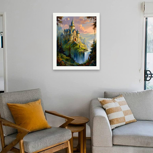 Kit de Pintura por Números de Castillo de Cuento de Hadas para Adultos - DIY Castillo Encantado en Acantilado 16x20 Pulgadas Lienzo Lavable Ecológico Sin Marco - Product Image 4