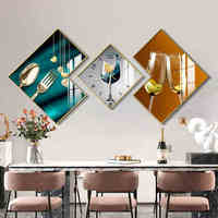 Pintura Decorativa Moderna para Restaurante, Reloj Creativo, Mural de Copa de Vino, Reloj de Pared para Sala de Estar, Pintura Colgante