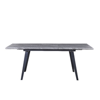 Table à manger moderne personnalisée de luxe léger avec pieds en métal et plateau en MDF pour hôtel et usage domestique, écologique