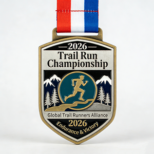 Medalla Deportiva <span class=keywords><strong>de</strong></span> Metal con Relieve 3D en Aleación <span class=keywords><strong>de</strong></span> Zinc, Personalizada OEM ODM 2026, para Trail Running, con Esmalte, Grabado <span class=keywords><strong>de</strong></span> Nombre y Logotipo, Regalo - Product Image 1