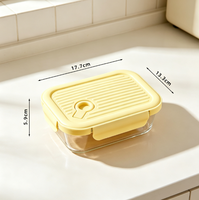 Boîte à lunch bento en verre borosilicate haute résistance de 640 ml, résistante à la chaleur, pour les employés de bureau, utilisable au micro-ondes, pour conserver les aliments frais