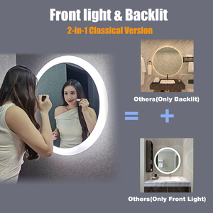 Hzw nhà máy Led Gương phía trước + trở lại ánh sáng cảm ứng cảm biến cct3000k 4000K 6000K đầy đủ ul CE CUL khách sạn phòng tắm Backlit vòng gương - Product Image 3