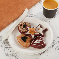 Assiettes de base pour gâteaux en pulpe de bagasse de canne à sucre biodégradable et jetable, 6, 7 et 8 pouces, écologiques, pour fêtes d'anniversaire, vaisselle personnalisable