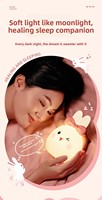 Lampe de chevet en silicone en forme de lapin, anti-stress à pression, avec télécommande et fonction batterie, idéale comme cadeau, vente en gros