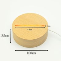 Lampe de base en bois USB, lampe de nuit LED 3D, base ronde ovale rectangulaire en bois, lampe de nuit LED en bois, base de lampe LED 3D, lampe de nuit 3D