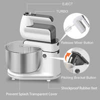 Batidora de Alimentos Eléctrica de Pie y de Mano con Tazón Mezclador de 250W en Color Rosa, Electrodoméstico de Cocina para Batir Huevos y Amasar Pasteles