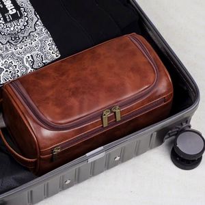 Trousse de Toilette de Voyage Personnalisée pour Homme - Grande Trousse de Toilette en Cuir PU avec Nom Personnalisé, <span class=keywords><strong>Cadeau</strong></span> pour Mari, Petit Ami, <span class=keywords><strong>Papa</strong></span> - Product Image 4