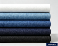 Tissu denim tissé extensible lavé 10*200D 8oz en mélange coton polyester élasthanne, en stock, pour vêtements de travail pour garçons, sacs, tabliers et vêtements pour enfants