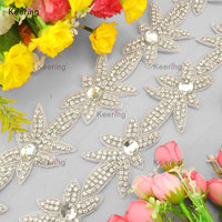 Nouvelle ceinture de mariage à grandes fleurs, avec applique et garniture en strass et diamants WRA-697