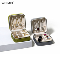 WEIMEI vente chaude voyage Portable velours bijoux organisateur carré petite boîte de rangement de bijoux pour femmes filles boucles d'oreilles anneau collier