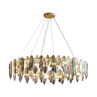 Lustre moderne de luxe en cristal K9, lampe suspendue nordique en verre gris fumé pour chambre à coucher, salon, salle à manger, luminaire décoratif rond