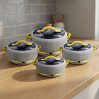 ANAX Ensemble de 4 chauffe-plats classiques en acier inoxydable, isolés et chauffables, empilables, avec couvercles métalliques, pour la cuisine et la restauration