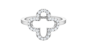 Anillo de Lujo para Mujer en Oro Sólido de 14K con 30 Diamantes Naturales de Corte Brillante Redondo, Color Blanco G |   0.23Ctw para Uso Diario - Product Image 6