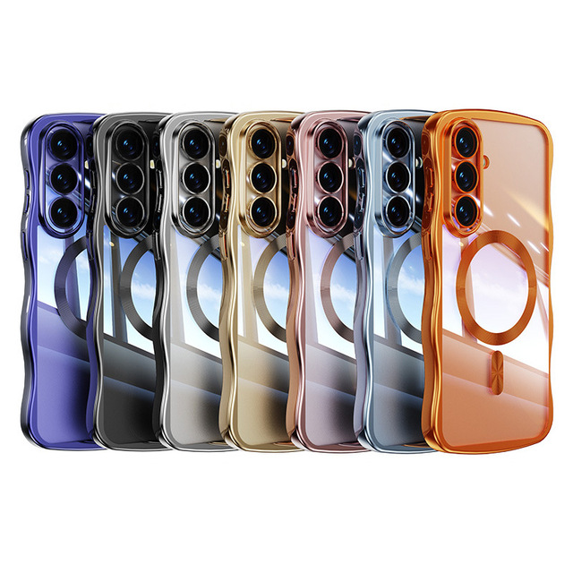Fashion for iphone Samsung S26 Ultra Magnetic Wave Pattern Mobile Phone Case TPU Protective Cover Everyday Use Elegant