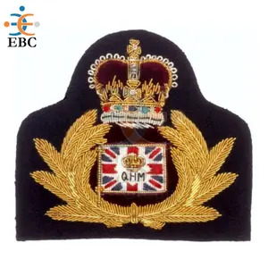 Badges de broderie de capitaine de bateau Royal OEM, écussons de broderie à la main d'avion personnalisés, écussons brillants, vente en gros, Badge de bateau Royal