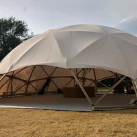 Tente Dôme Géodésique 12x12m en PVC Oxford Quatre Saisons, Grande, à Ouverture Rapide, Une Chambre, 130m² Intérieur, Surface Sphérique Type Lune pour Camping